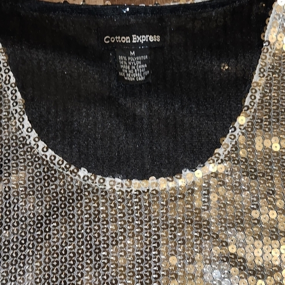 Cotton Express Silver Sequin Mini Dress Size Medium - Picture 2 of 4